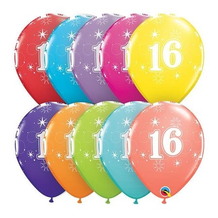 MAYFLOWER DISTRIBUTING Qualatex 85933 11 in. 16th Birthday A Round Latex Balloon 85933